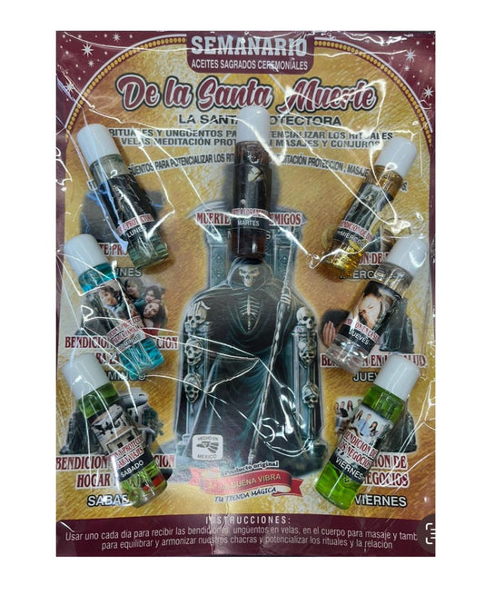 Santa Muerte Sacred Weekly Ritual Oil – Protection, Blessings & Ceremonial Power