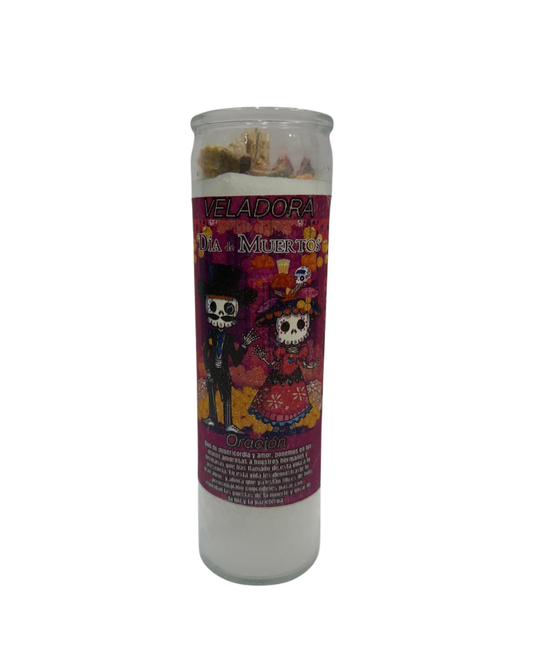 Prepared White Candle Día de Muertos – Spiritual Offering & Ancestral Connection Candle