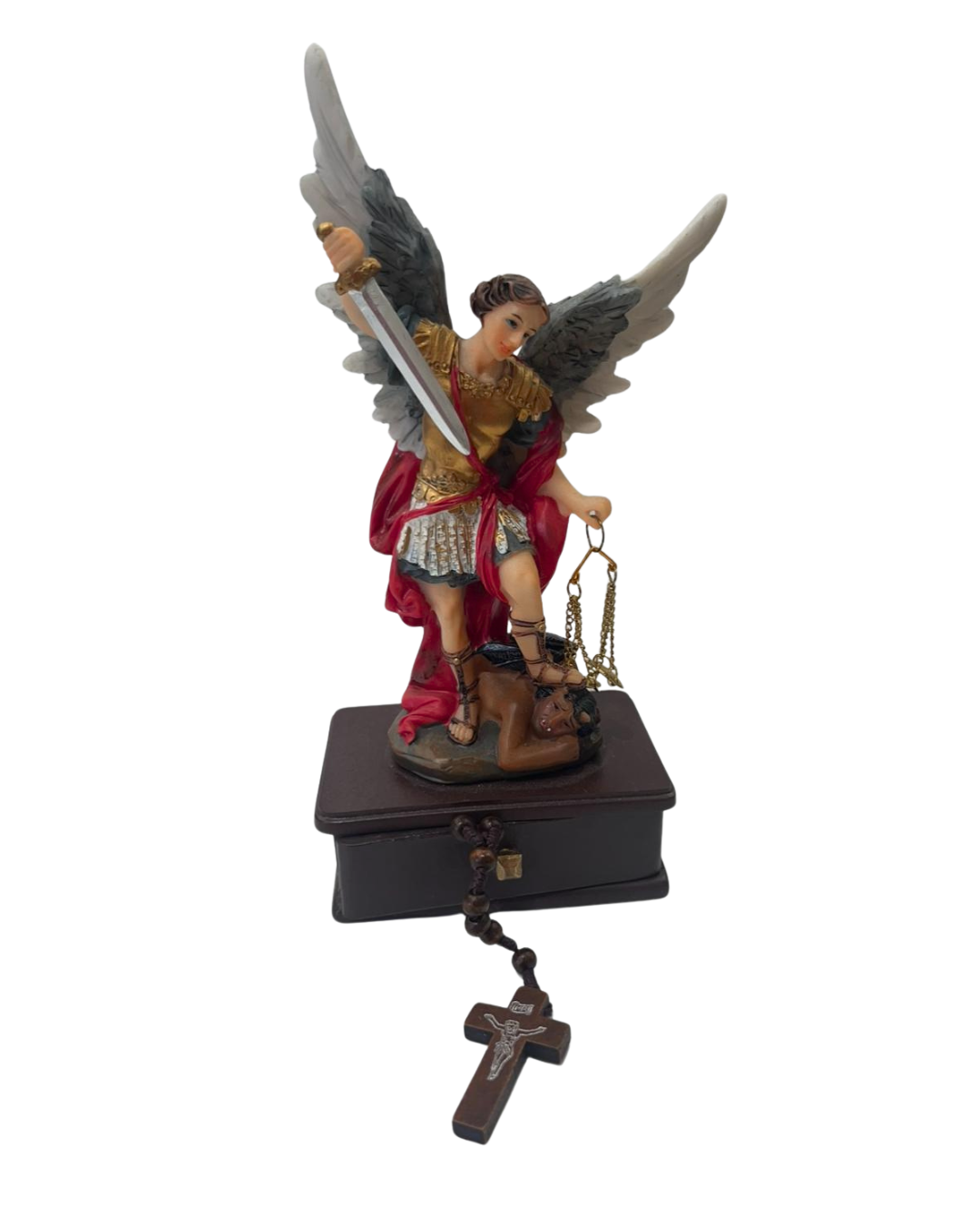 Saint Michael Archangel Statue with Rosary 9” – Protection & Strength