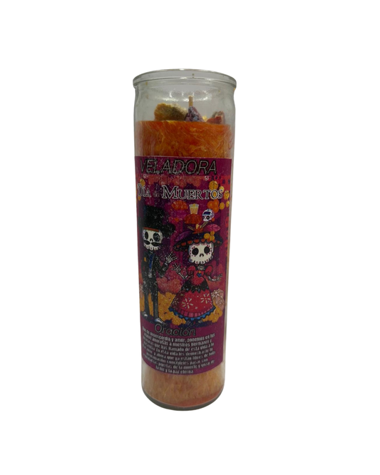 Prepared Orange Candle Día de Muertos – Spiritual Energy & Ancestral Light Candle