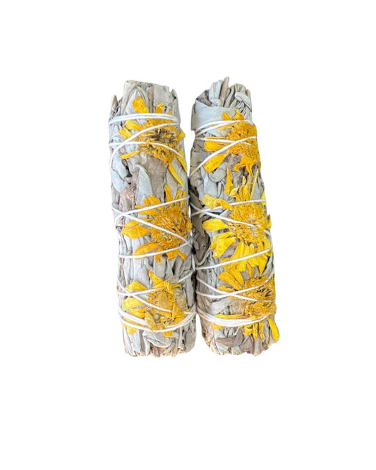 Sage with Sunflower Smudge Stick – Cleansing and Harmony
