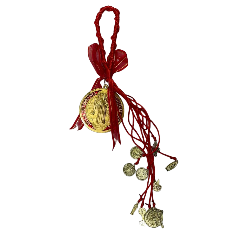 Saint Benedict Medal – Silver Tone St. Benedict Hanging Protection Medal for Car or Home