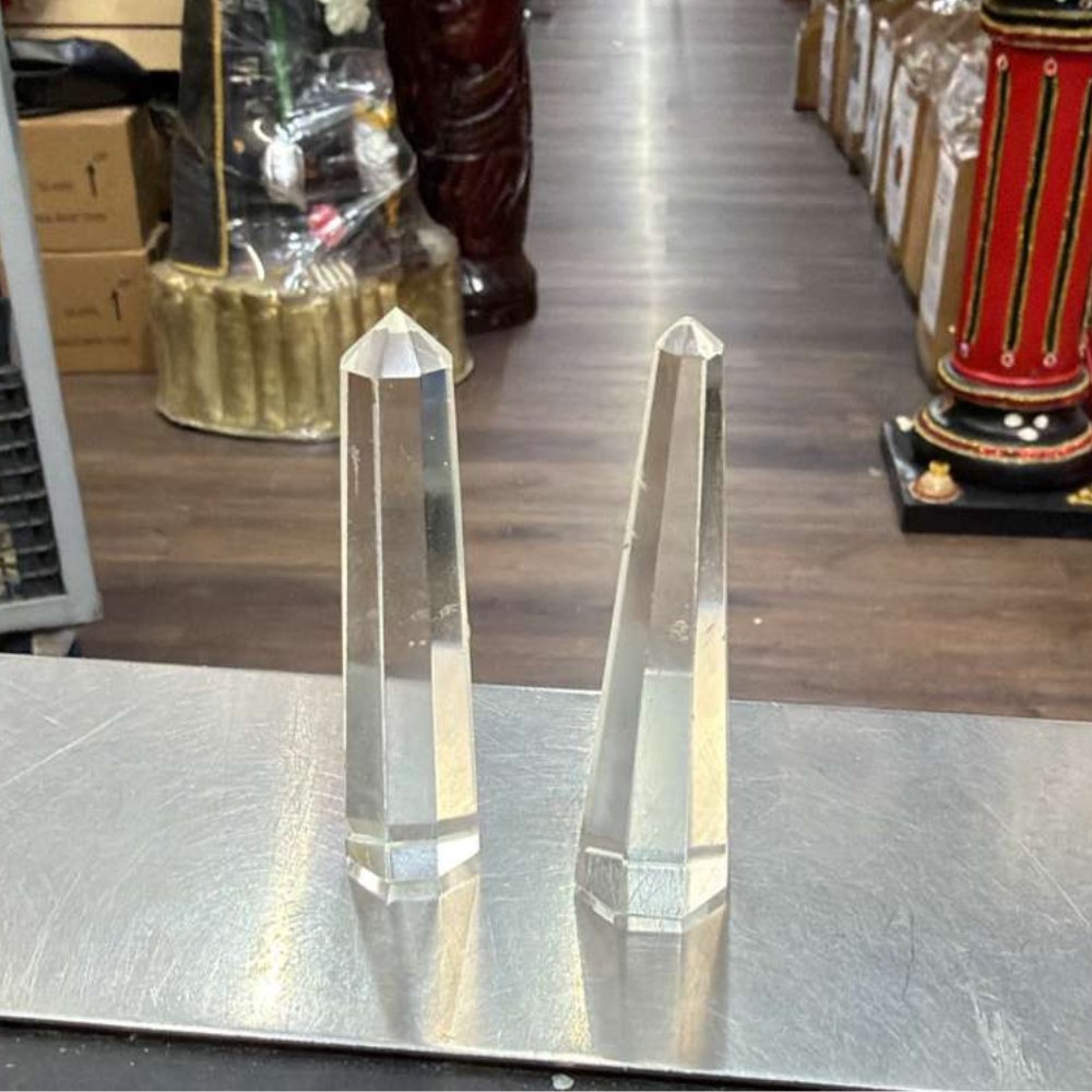 Clear Art Glass Crystal Obelisk Tower – Decorative Paperweight & Spiritual Accent
