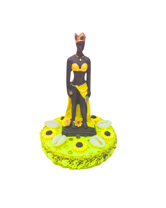 Decorated Ochún Statue – Orisha of Love, Beauty & Prosperity – Spiritual Altar Offering for Santería & Yoruba Devotion