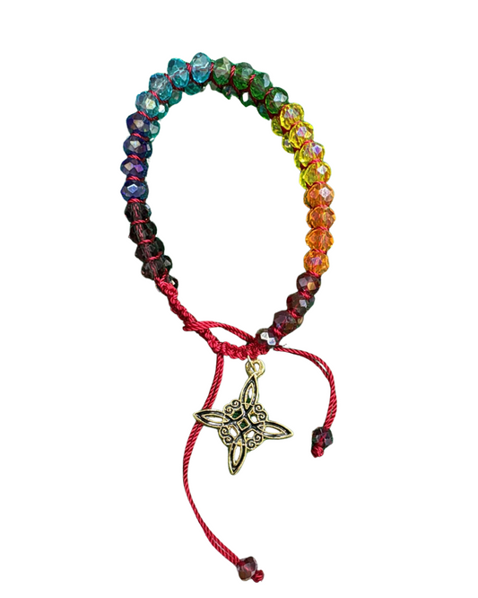 7 Chakra Bracelet with Witch Knot – Gold-Filled Charm