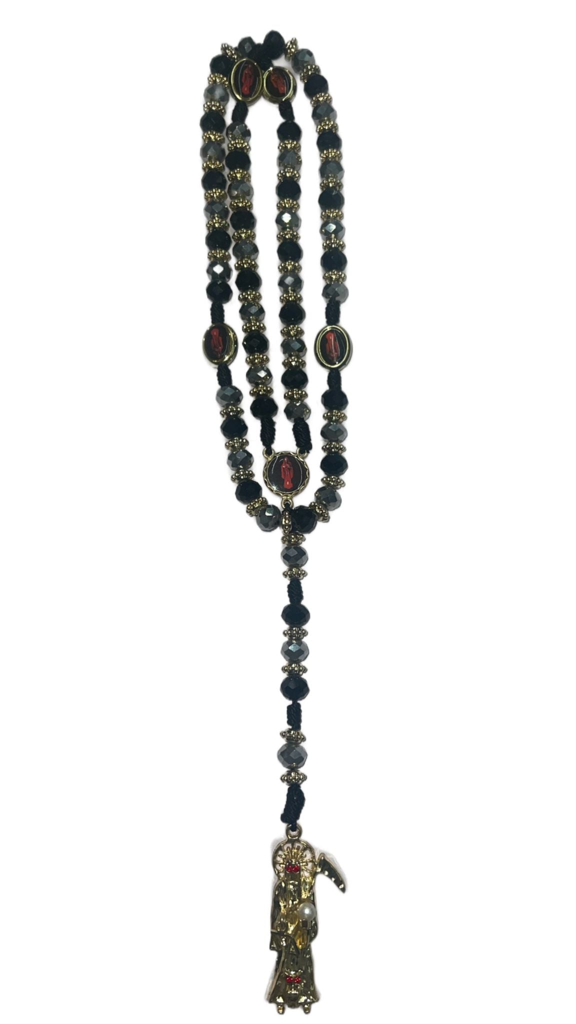 Black outlet n Gold Santa Muerte Rosary