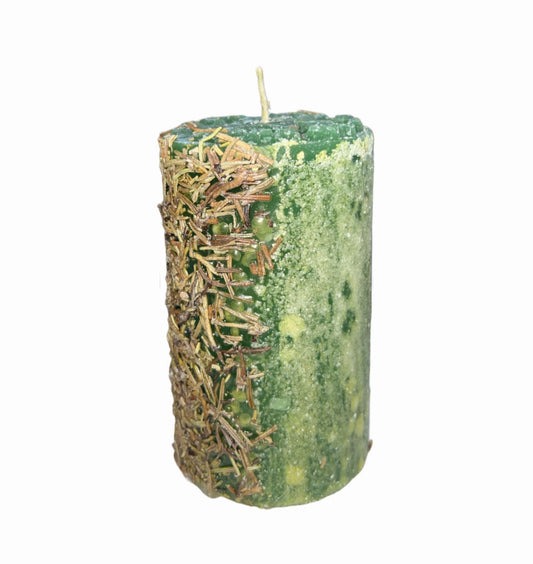 Candle 1/2 with Rue and Salt - Energy Cleansing and Protection