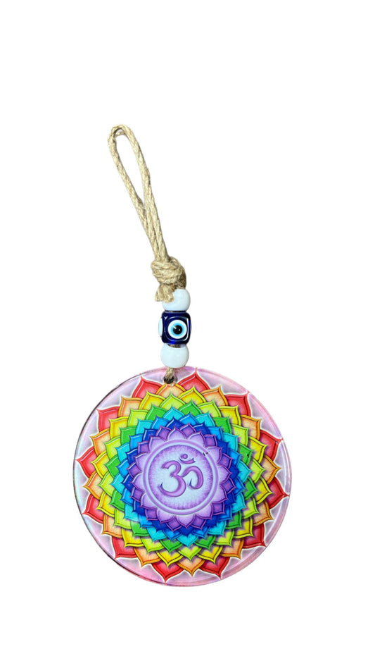 Glass OM Circle – Spiritual Harmony & Positive Energy Amulet