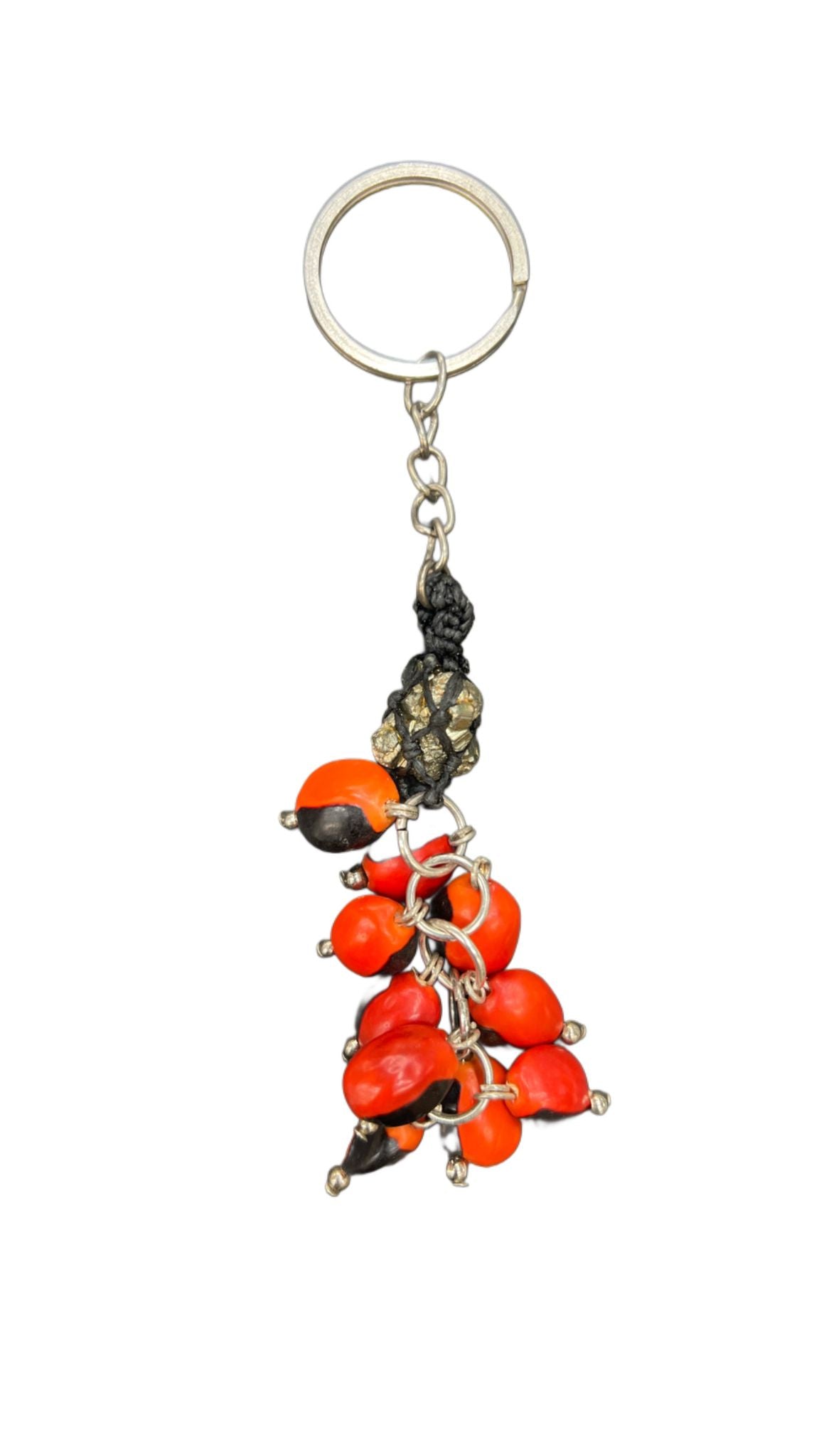 Pyrite with Huayruro Keychain – Protective Energy & Good Luck Charm