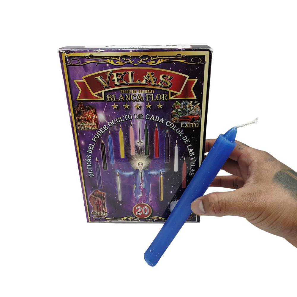 Blanca Flor Blue Candles (20 Pack) – Spiritual Cleansing, Peace & Healing Ritual Candles