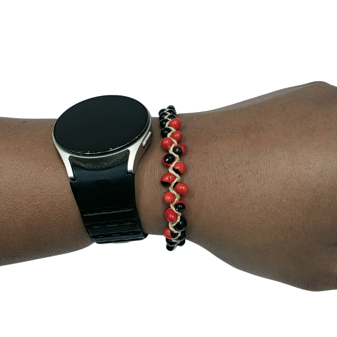 Handmade Huayruro Seed Bracelet | Red & Black Protection Amulet