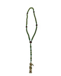 Green Santa Muerte Rosary with Gold Charm – Justice, Wealth & Spiritual Protection