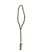 Green Santa Muerte Rosary with Gold Charm – Justice, Wealth & Spiritual Protection