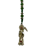 Green Santa Muerte Rosary with Gold Charm – Justice, Wealth & Spiritual Protection