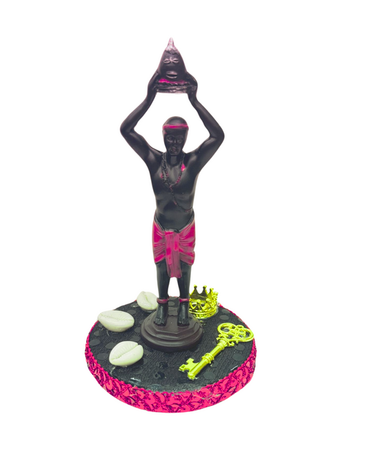 Decorated Eleguá Statue – Orisha of Crossroads, Protection & New Beginnings – Spiritual Offering in Yoruba & Santería Tradition