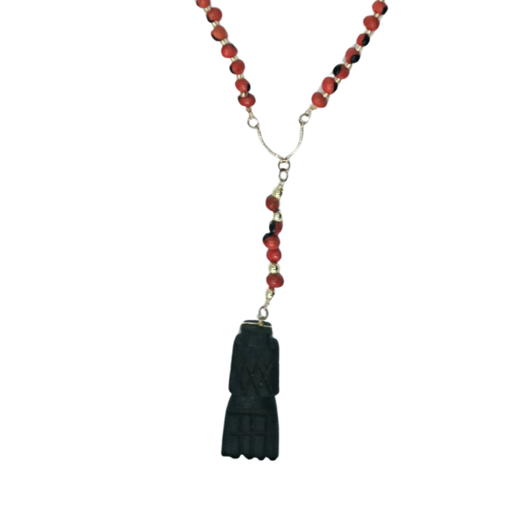 Jet Black Mano Figa Necklace | Evil Eye Protection Amulet