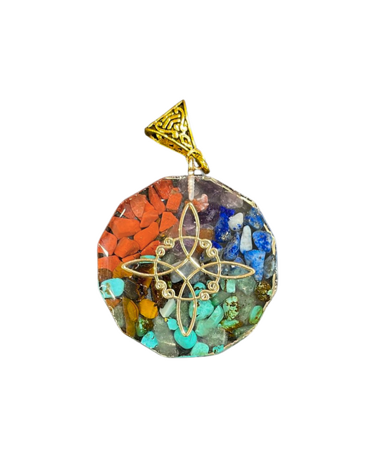 Witch Knot Seven Chakras Orgonite Pendant Necklace – Energy Protection & Chakra Healing Jewelry