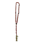 Red Santa Muerte Rosary with Gold Charm – Love, Passion & Protection