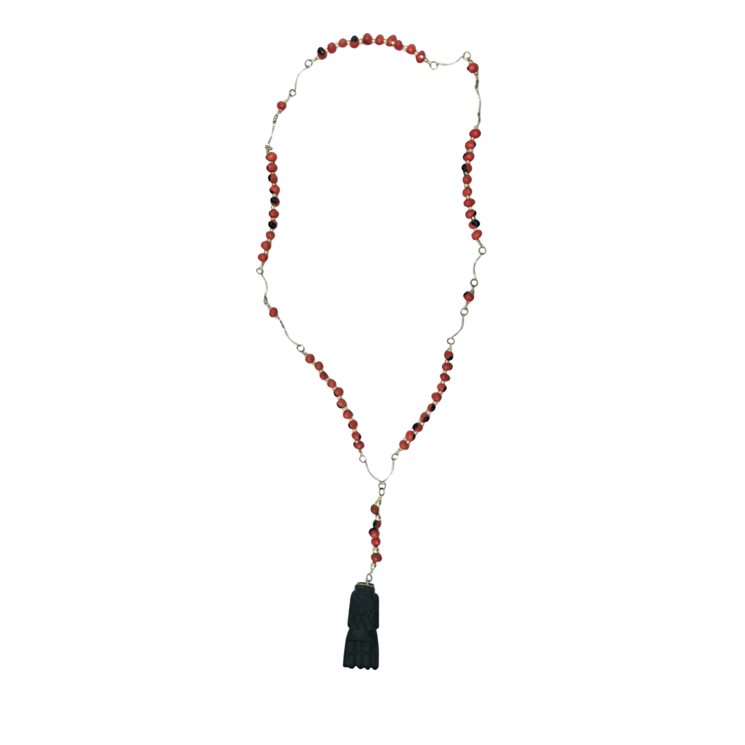 Jet Black Mano Figa Necklace | Evil Eye Protection Amulet