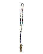 Santa Muerte Multicolor Rosary with Golden Pendant– Protection, Abundance & Devotion