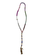 Santa Muerte Multicolor Rosary with Golden Pendant– Protection, Abundance & Devotion