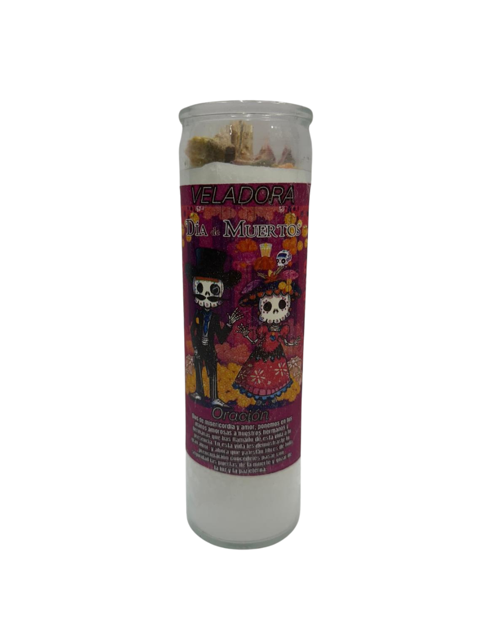 Prepared White Candle Día de Muertos – Spiritual Offering & Ancestral Connection Candle