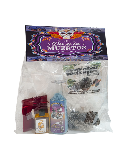 Día de Muertos Protection & Cleansing Kit – Copal, Blue Salt, Scissors Oil & Coyote Tooth Amulet