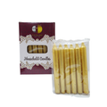 Packaged candles with a visible brand name on a white background