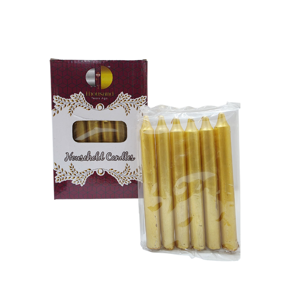 Packaged candles with a visible brand name on a white background