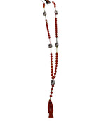 Santa Muerte Red Rosary with Skulls – Protection, Devotion & Power