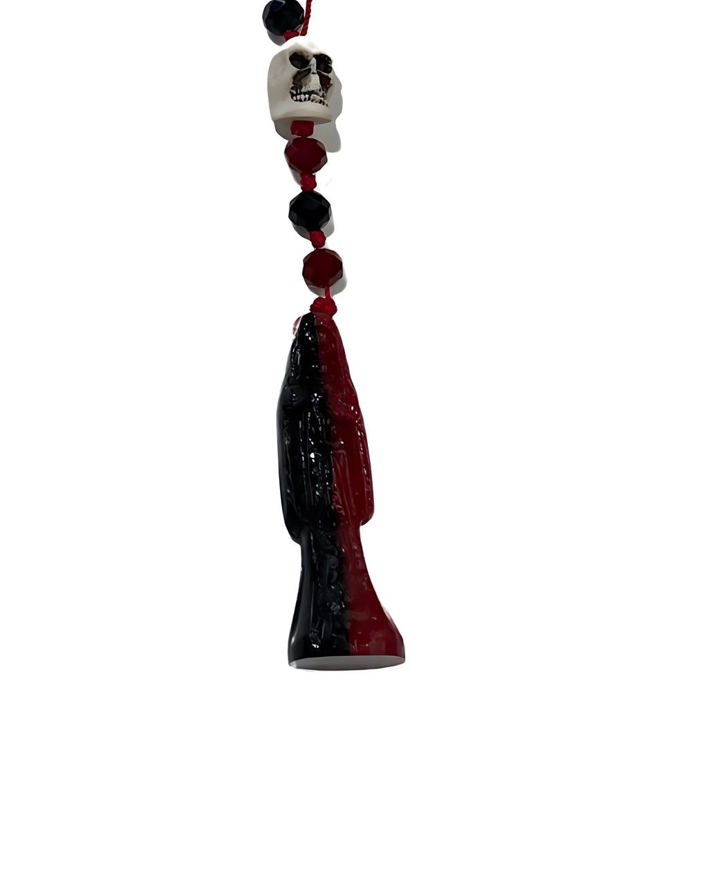 Santa Muerte Red & Black Rosary with Skulls – Protection, Strength & Spiritual Defense