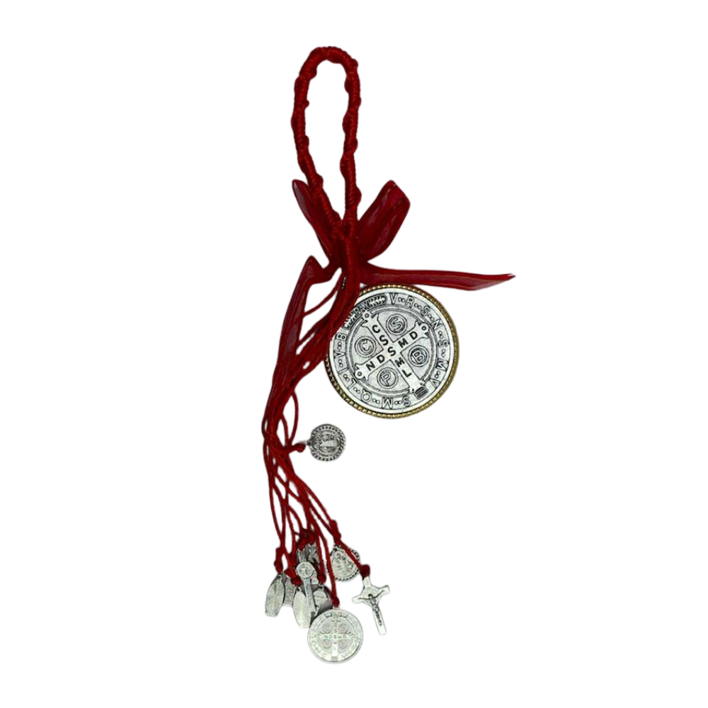 Saint Benedict Medal – Silver Tone St. Benedict Hanging Protection Medal for Car or Home