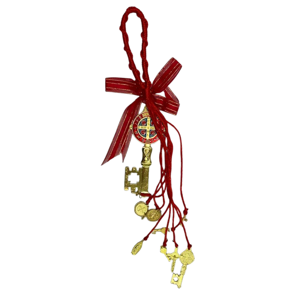 Saint Benedict Medal – Silver Tone St. Benedict Hanging Protection Medal for Car or Home