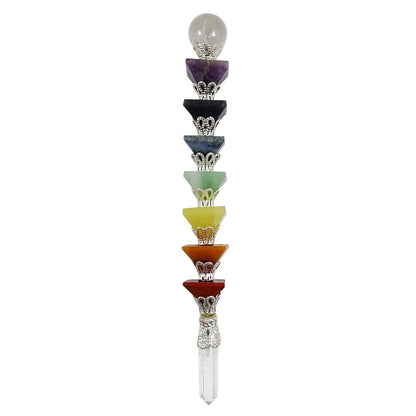 Swara Agate Pyramid Shape Natural 7 Chakra Stone Wand for Reiki Healing and Crystal Healing