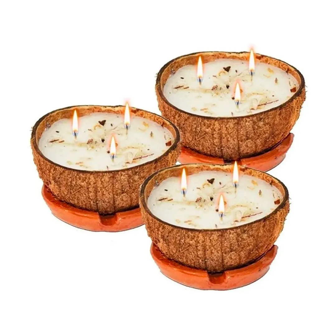 Veladora de Coco Eleguá | Coconut Eleggua Fixed Candle | Triple-Wick Abre Caminos Candle