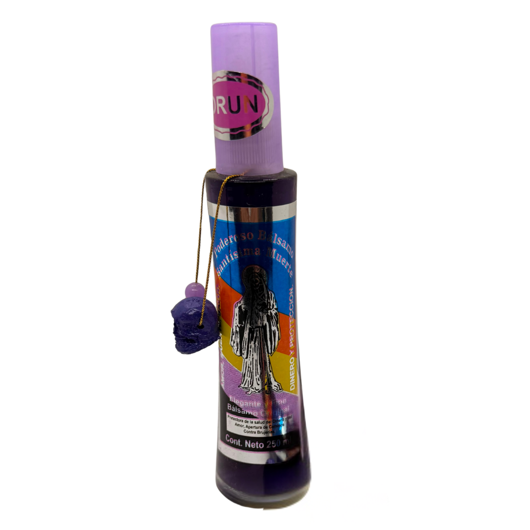 Santa Muerte Skull Perfume - Spiritual Luck, Protection & Power Mist with Natural Quartz & Resin Skull