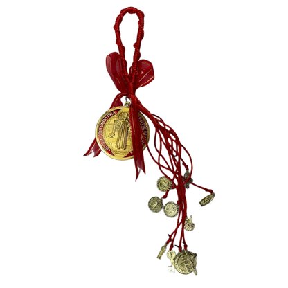 Saint Benedict Medal – Silver Tone St. Benedict Hanging Protection Medal for Car or Home