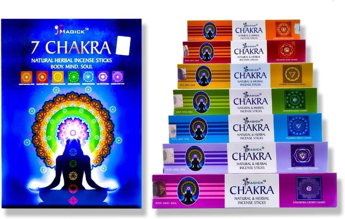 7 Chakra Natural Incense Sticks Gift Set - Assorted 7-Pack for Meditation and Aromatherapy