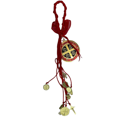 Saint Benedict Medal – Silver Tone St. Benedict Hanging Protection Medal for Car or Home