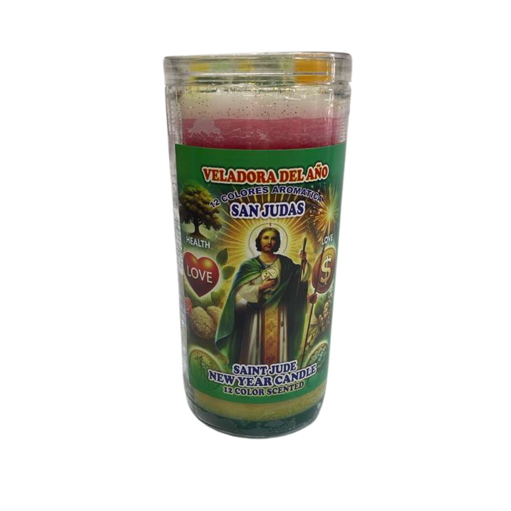 Saint Jude New Year Candle – 12 Color Devotional Candle for Hope, Renewal & Difficult Causes