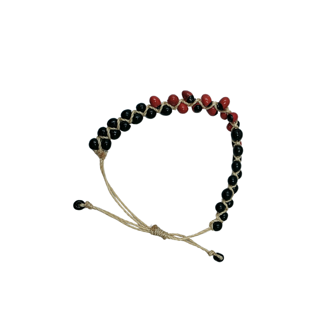 Handmade Huayruro Seed Bracelet | Red & Black Protection Amulet
