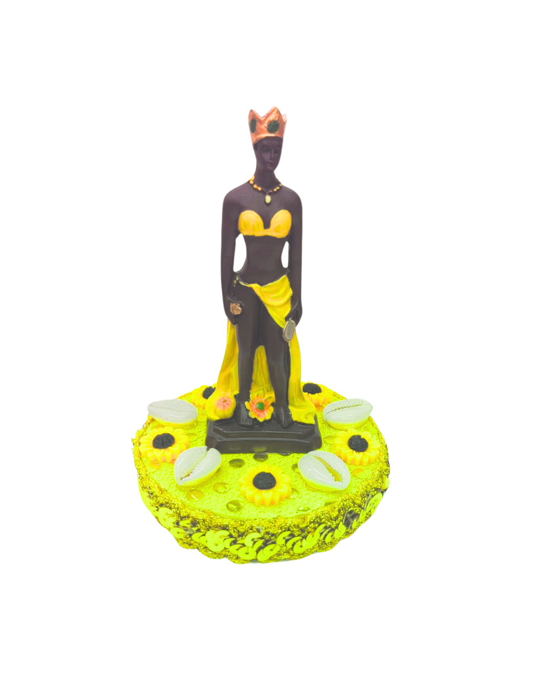 Decorated Ochún Statue – Orisha of Love, Beauty & Prosperity – Spiritual Altar Offering for Santería & Yoruba Devotion