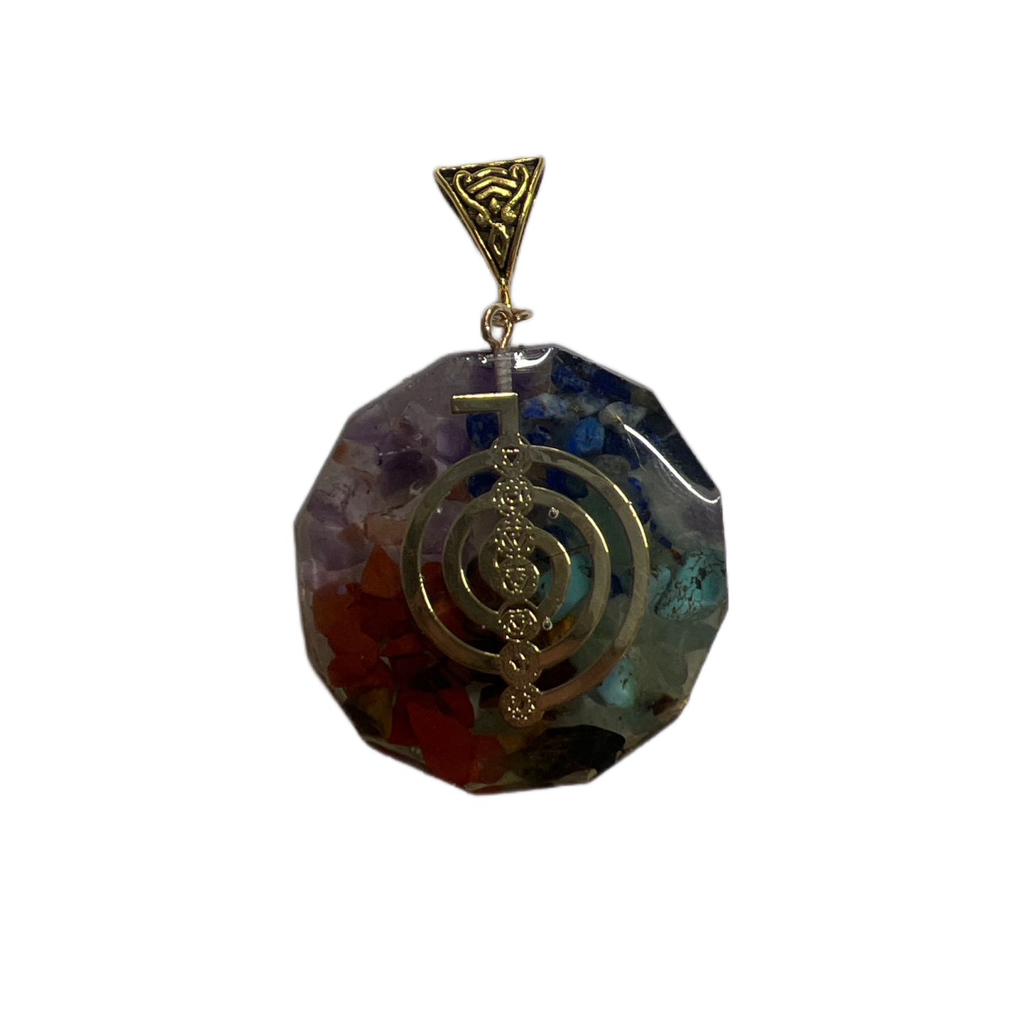 Seven Chakras Orgonite Pendant Necklace - Healing Crystal Energy Amulet