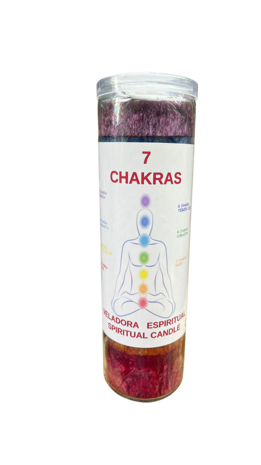 Large 7 Chakras Candle for Energy Balancing & Chakra Healing