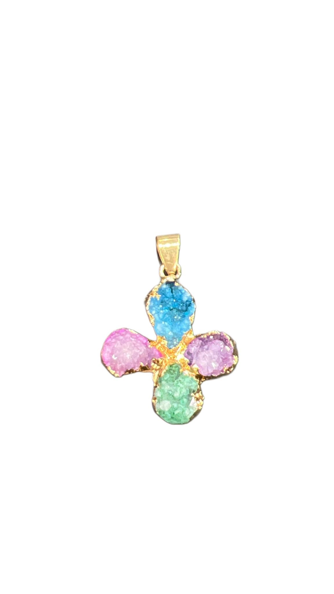 Clover Druze Pendant – Spiritual Luck & Protection Jewelry