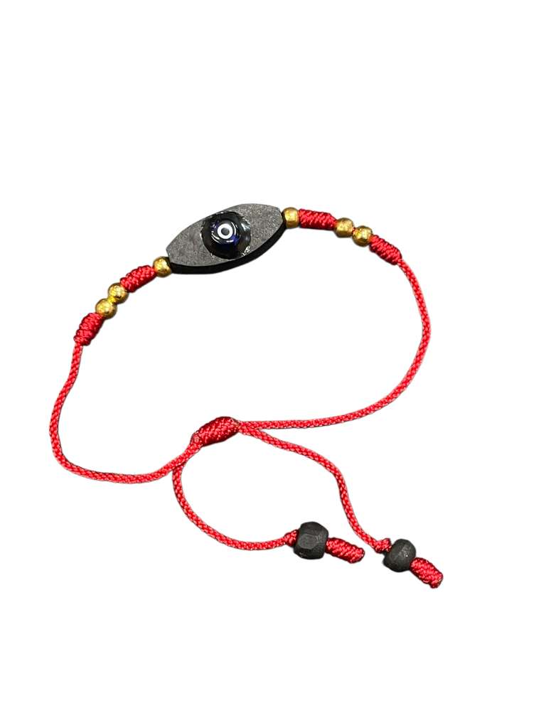Adjustable Red String Evil Eye Bracelet with Azabache Stones & Black Crystal Beads – Protection Jewelry
